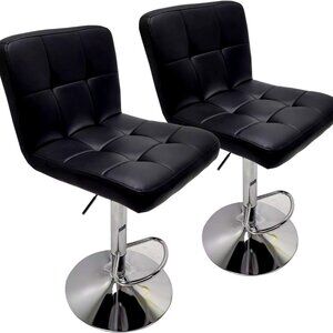 Set of 2 Bar Stools Swivel Adjustable Bar Chair Modern PU Leather Pub Bar Chairs